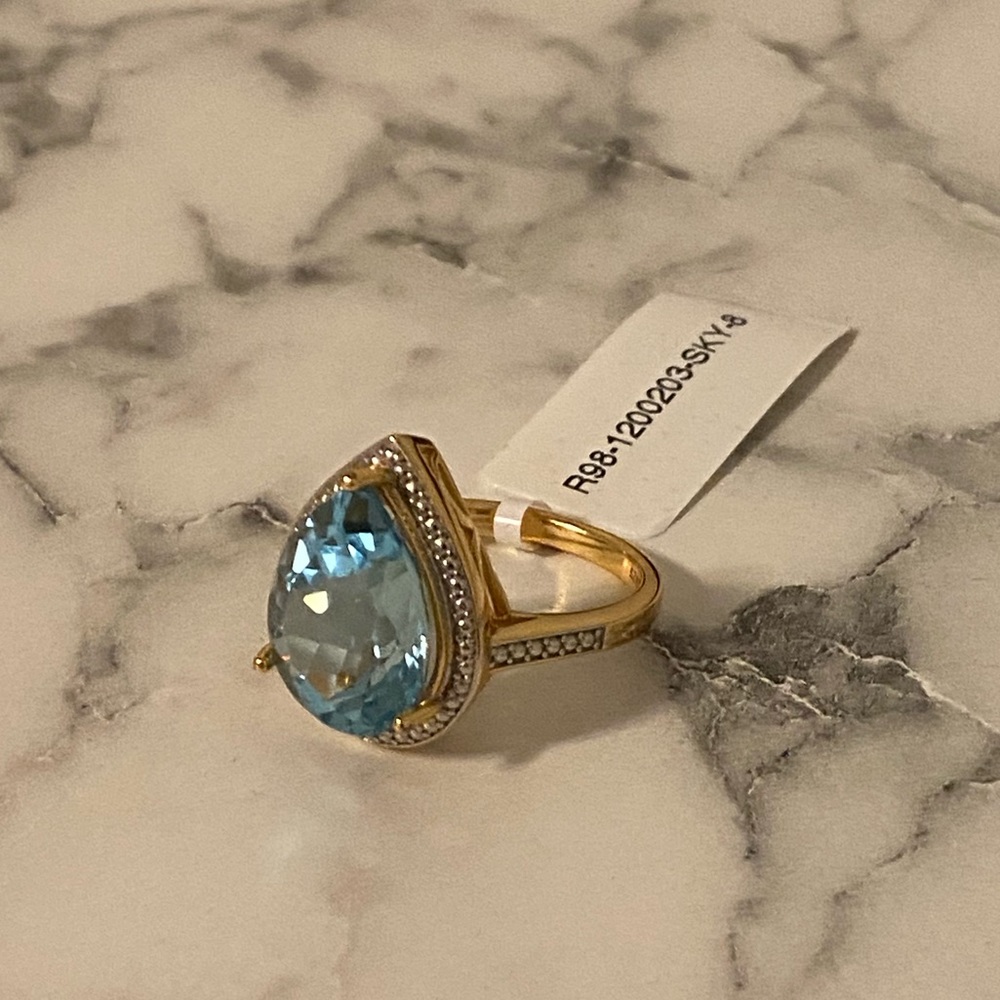 NWT Sky blue certified topaz 18k goldplated ring - Picture 10 of 13
